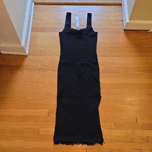 NWT, House of Harlow 1960, Crochet Maxi Dress, Textured Knit, Black, Women's S